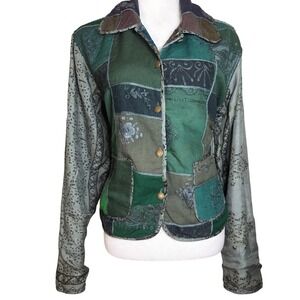 Vintage Patchwork Indie Womens Jacket Wearable Art Silk Reversible Boho Whimsy